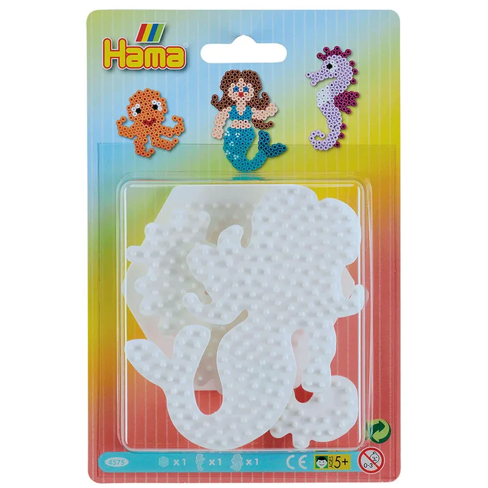 Hama Blister mit 3 Midiplatten, Sechseck, Seepferdchen, Meerjungfrau