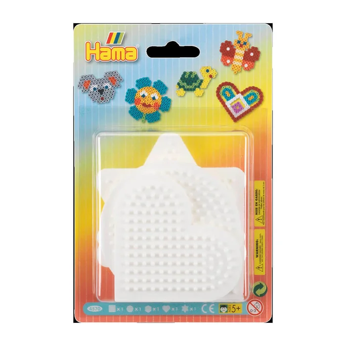 Hama Blister mit 5 Midiplatten, Viereck, Kreis, Sechseck, Herz, Stern