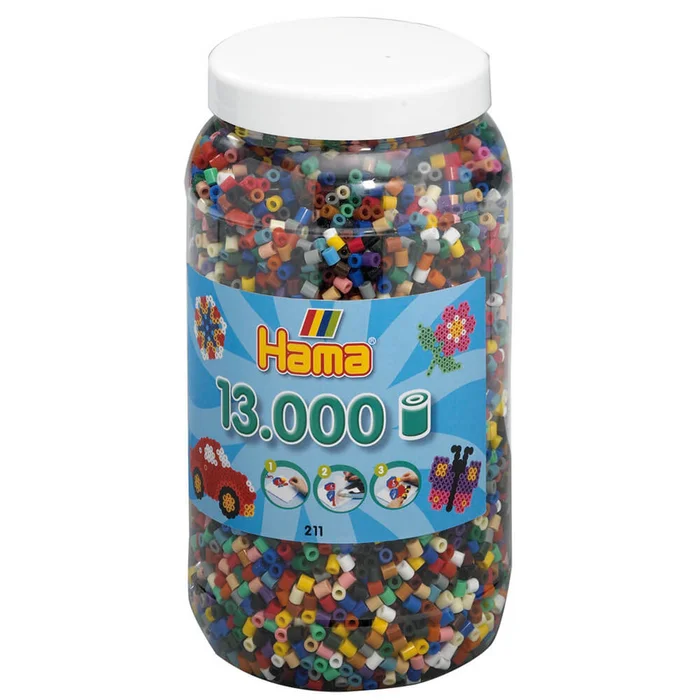 Hama Dose mit 13.000 Midi-Bügelperlen Vollton Mix 67 – 22 Farben