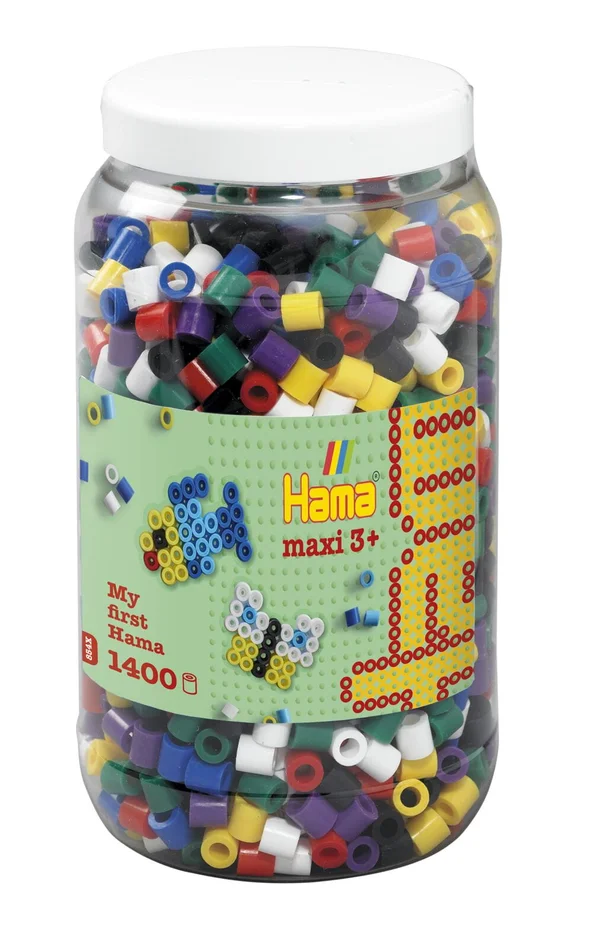 Hama Dose mit 1400 Maxi-Bügelperlen Vollton Mix 00