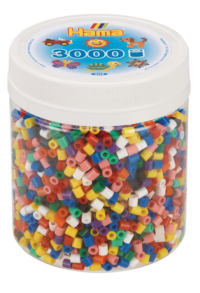 Hama Dose mit 3000 Midi-Bügelperlen Vollton Mix 00 – 10 Farben