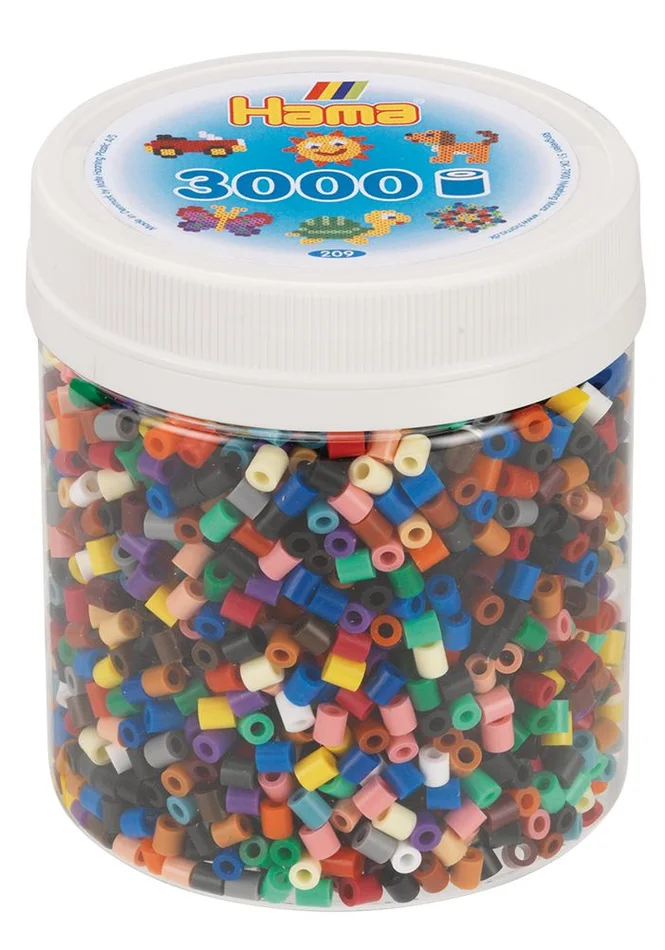 Hama Dose mit 3000 Midi-Bügelperlen Vollton Mix 67 – 22 Farben