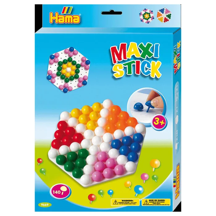 Hama Geschenkbox mit 140 Maxi-Sticks & Lochplatte Sechseck