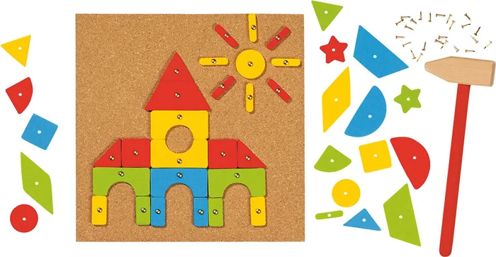 Hammerspiel 118tlg., Korkplatte Hammer und Nägel