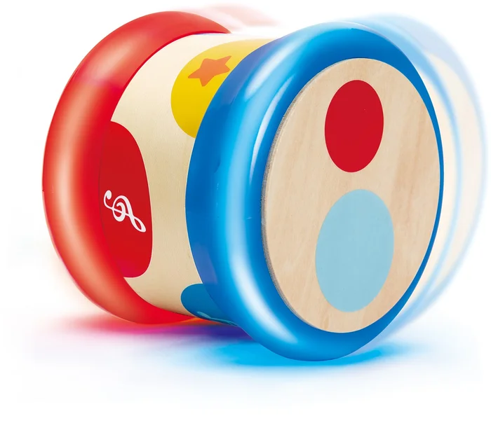 Hape Baby-Trommel | Farbiges rollendes Musikspielzeug für Kleinkinder zum Erlernen von Rhythmus und unterschiedlichen Klängen, batteriebetrieben