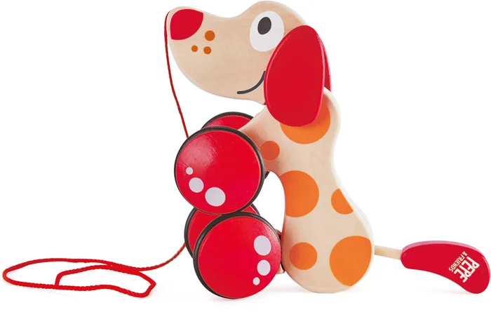 Hape E0347 – Nachziehhund Pepe, Nachziehspielzeug, aus Holz, ab 12 Monate