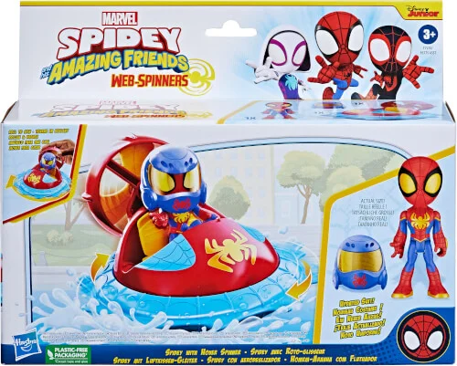 Hasbro Marvel – Spidey and His Amazing Friends Web-Spinners Spidey mit Luftkissen-Gleiter