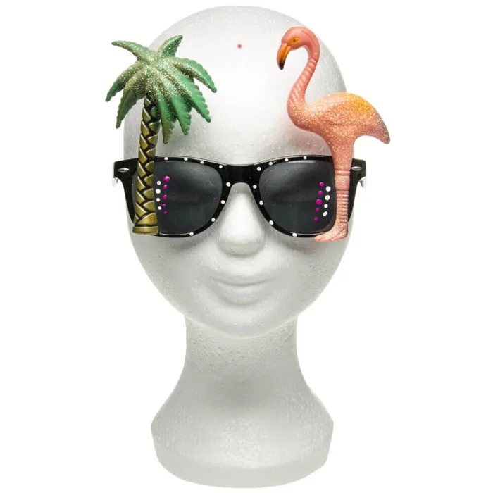 Hawaii Brille mit Palme und Flamingo – inkl. UV-Schutz