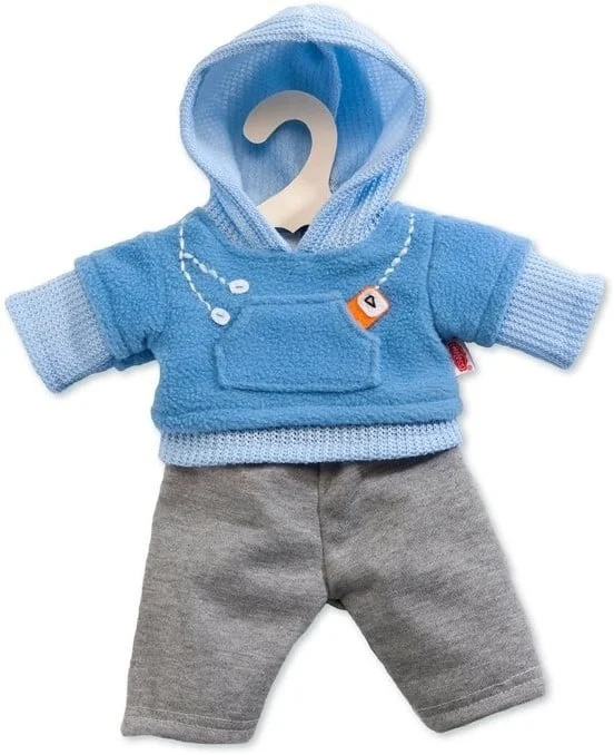 Heless 1240 – Jogginganzug für Puppen, 2 teilig, in den Farbvarianten blau oder rosa, sortiert, Größe 28 – 33 cm