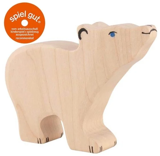 Holztiger Eisbär, klein, Kopf hoch, 80209