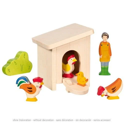 HOLZTIGER kleiner Stall mit Hühnern aus Holz