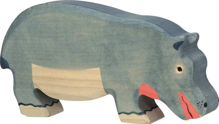 HOLZTIGER Nilpferd aus Holz – fressend