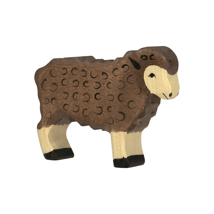 HOLZTIGER Schaf aus Holz – stehend, schwarz