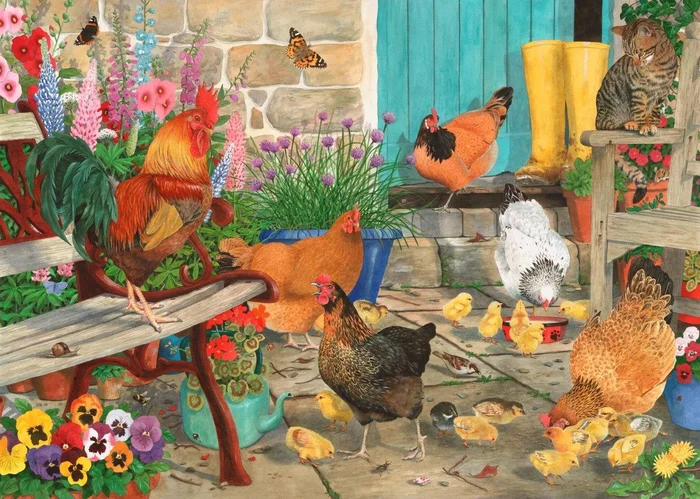 House of Puzzles Hen Pecked 1000 Piece Puzzle