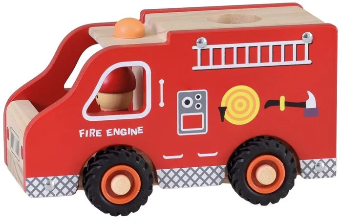 Houten Grote Brandweerwagen. 20x10x12 cm. 1+