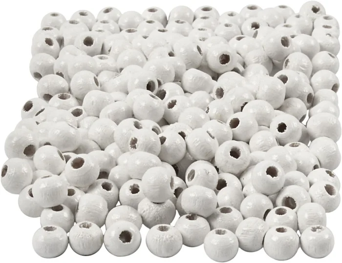 Houten Kralen Wit, 150st.