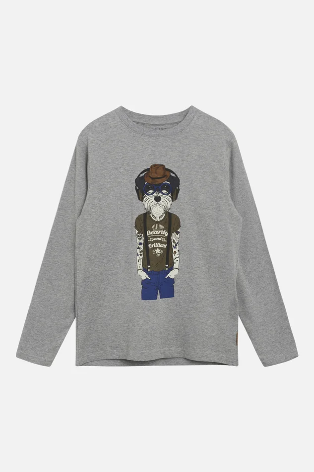 Hust & Claire Adam Langarm Shirt Light grey melange