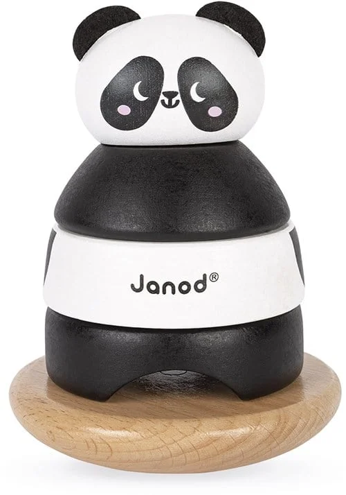 Janod – Stehaufpanda aus Massivholz – Kleinkindspielzeug Handhabung und Stecken – Farbe auf Wasserbasis – Ab 1 Jahr, J08188