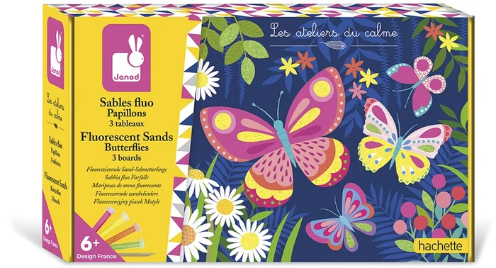 Janod Atelier Fluoreszierende Sandkarten Schmetterlinge