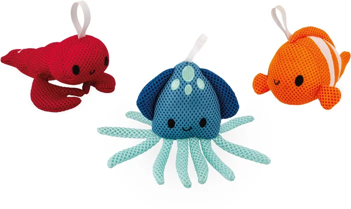 Janod Badespielzeug 3er-Set Badefreunde Schwämme Meerschaum