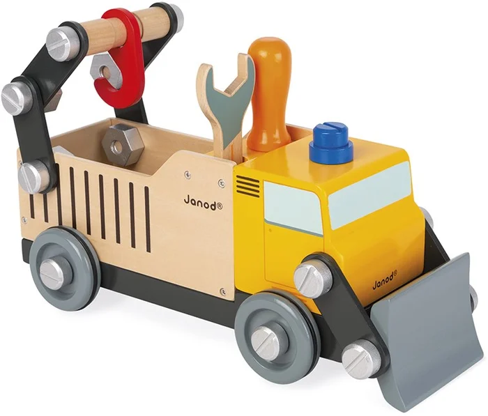 Janod J06470 Brico ‚Kids Bauwagen aus Holz-Bauspielzeug-Entwicklung von Feinmotorik und Fantasie-FSC-Zertifiziert-Ab 3 Jahren