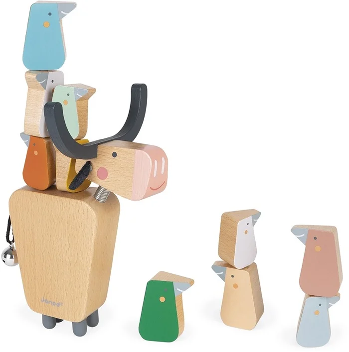 Janod J08047 Balance-Spiel aus Holz „Büffel“ -Geschicklichkeitsspiel Entwicklung von Feinmotorik und Konzentration-FSC-zertifiziertes Massivholz-Ab 3 Jahren