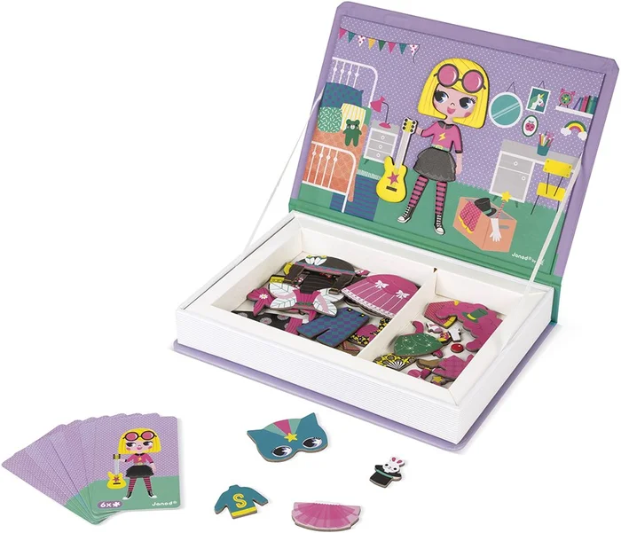 Janod Magnetbuch Verkleidungsparty Mädchen – 32 Stücke