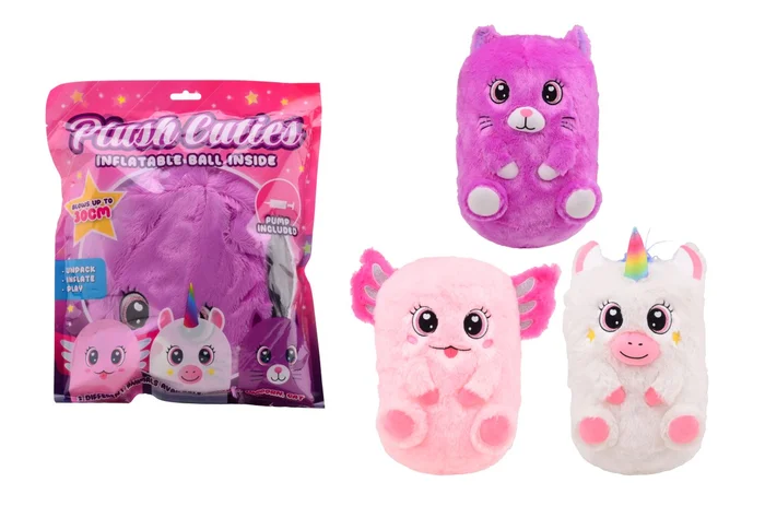 Johntoy – Aufblasbare Plüsch Tiere, sortiert