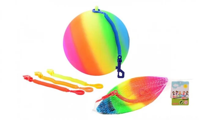 Johntoy Regenboogbal met koord (maat 5)