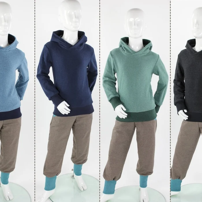 Kapuzenpulli für Kinder aus angerautem Baumwollstrickstoff MEHRERE FARBEN