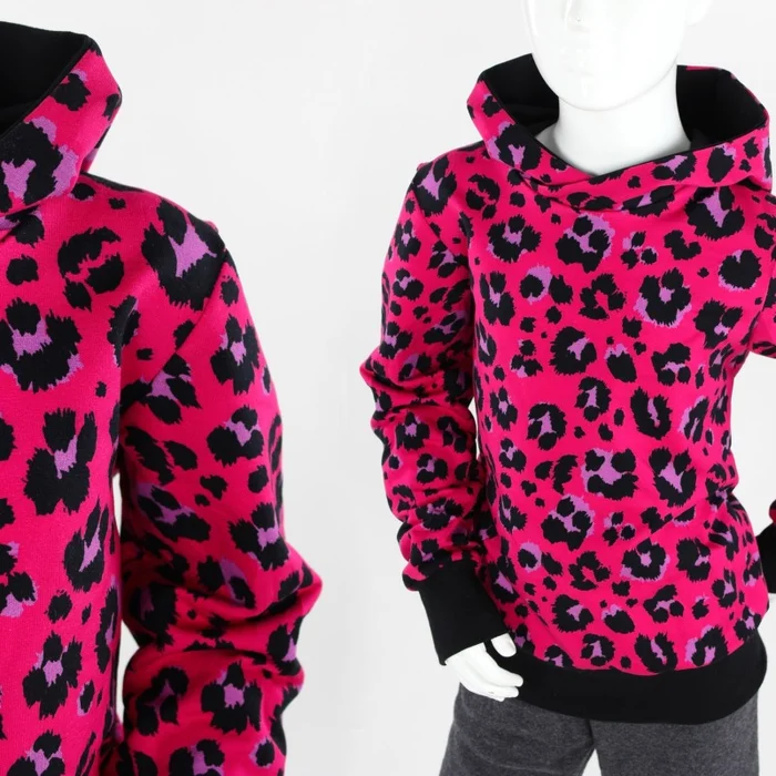 Kapuzenpulli für Kinder pink mit Leopardenmuster