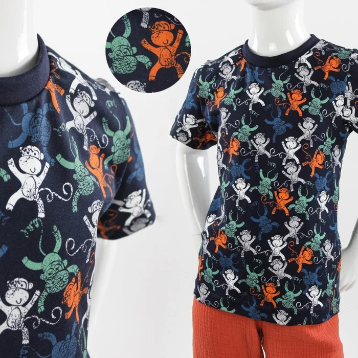 Kinder-T-Shirt dunkelblau mit Affen