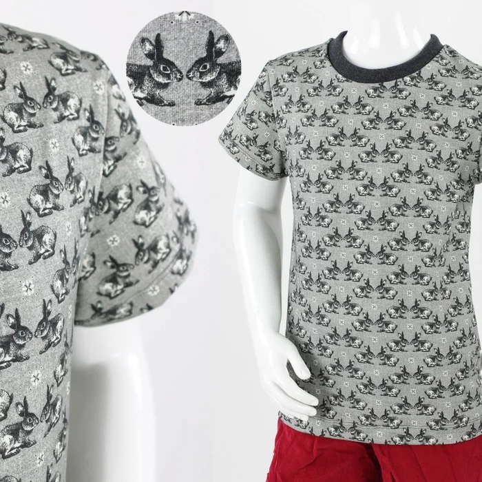 Kinder-T-Shirt grau mit Hasen