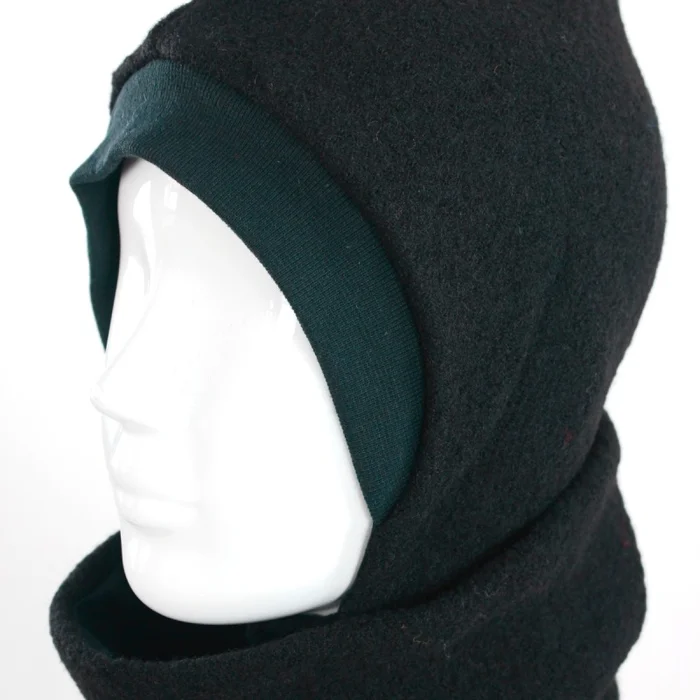 Kinder-Wollmütze zum Wenden schwarz