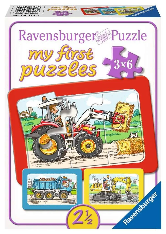 Kinderpuzzle 06573 Bagger, Traktor und Kipplader my first puzzle mit 3×6 Teilen