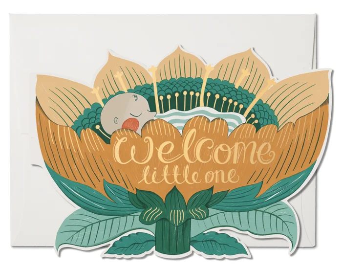 Klappkarte „Baby Blossom“ orange gold Red Cap Cards