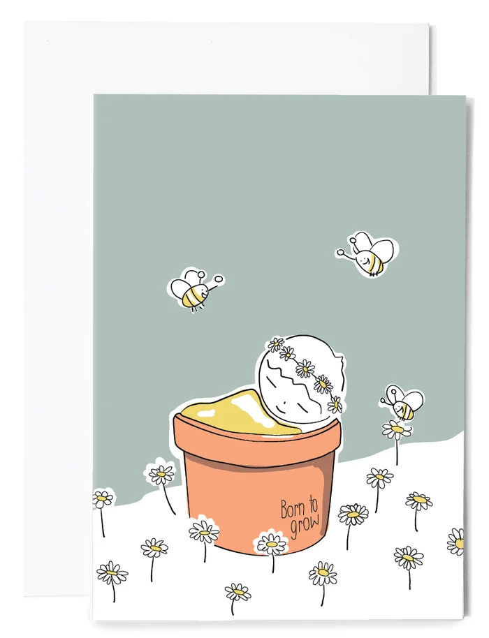 Klappkarte „Born to grow“ grün rosa von MsSlow