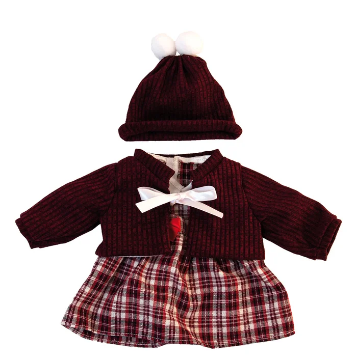 Kleid Rot Kombi Mütze/Jacke/Kleid für 38 cm Puppen