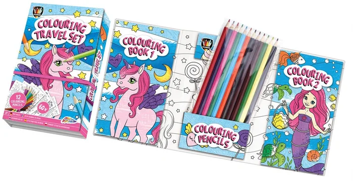 Kleurboekjes (2st.) met Potloden – Eenhoorn en Zeemeermin