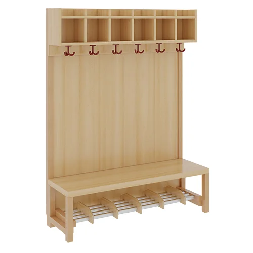 Komplettgarderobe für 6 Kinder mit Rückwand 120 cm
