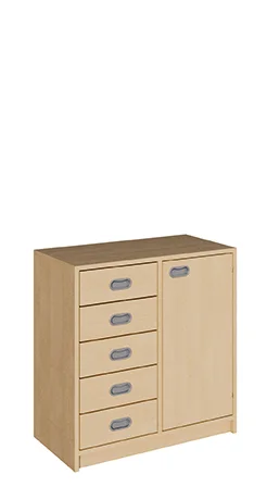 Korpusschrank mit 1 Tür und 5 Schüben mit Dekorblende, Höhe 80 cm