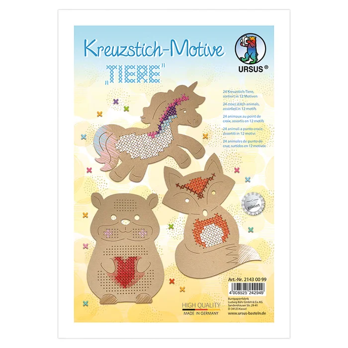 Kreuzstich-Motive Tiere, 24 Blatt mit 12 Motiven, 10-14,5 x 20,2 cm | W-93397