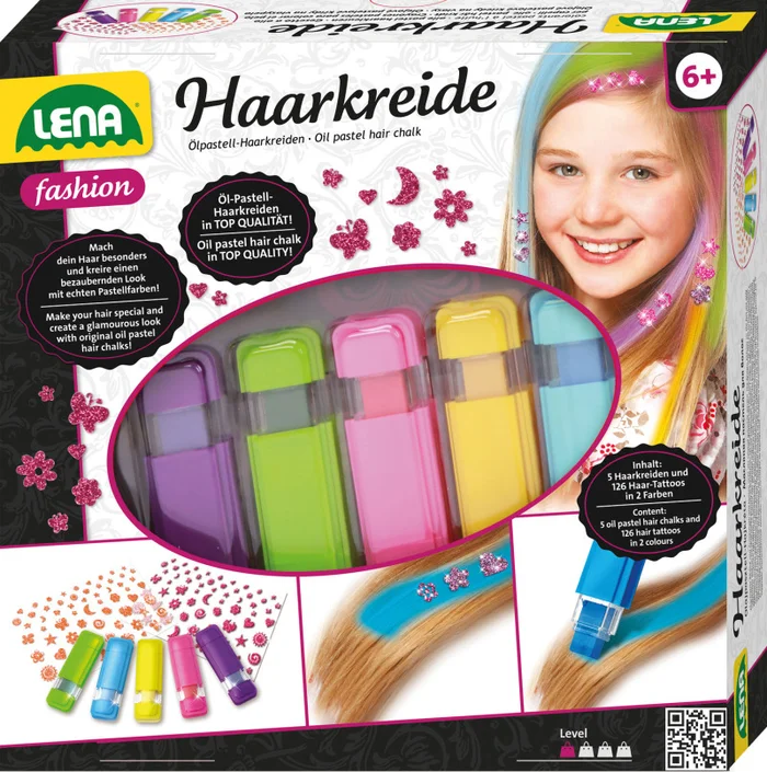 LENA® – Haarkreide Set mit coolen Farben und über 100 Tattoos