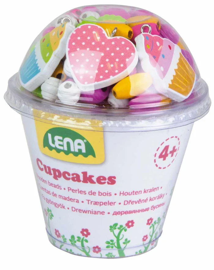LENA® – Holzperlen Cupcake, pink
