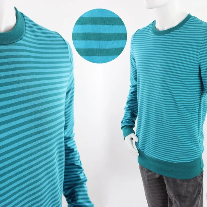 Longsleeve aus Öko-Jersey petrol gestreift