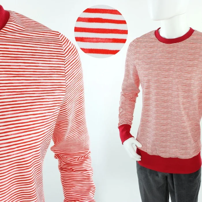 Longsleeve aus Öko-Jersey rot weiß gestreift
