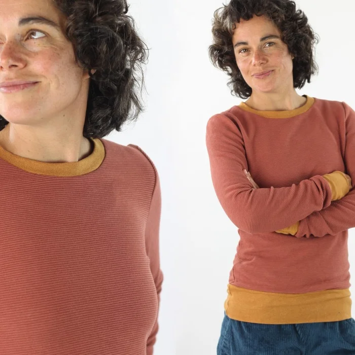 Longsleeve aus Ottoman-Jersey rostorange