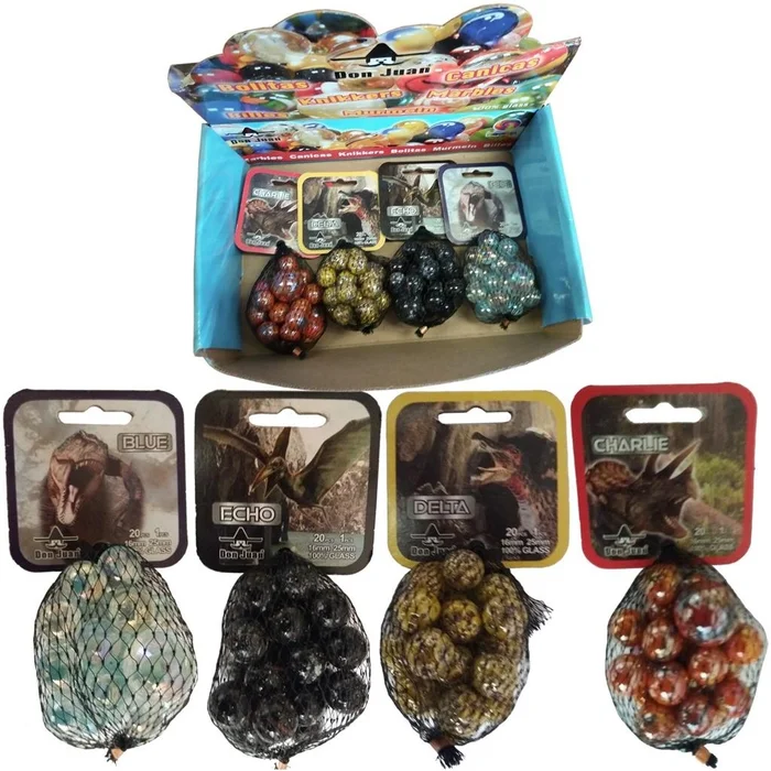 Marmor-Mix-Dinosaurier, 16 mm, 20 Stück, Netz, 4 Stück, Dsp