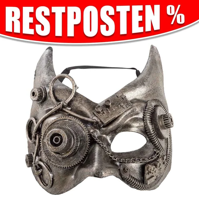 Maske Steampunk mit Teufelshörnern