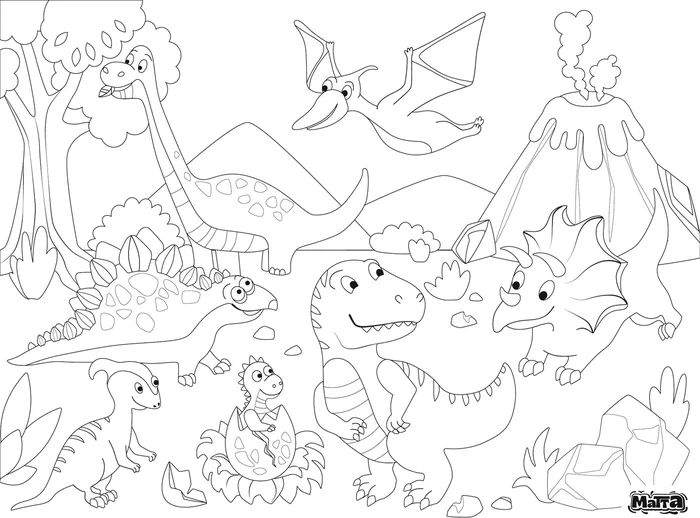 Matta Kids – Dino bos – Herbruikbare Kleurplaat en Veegplacemat